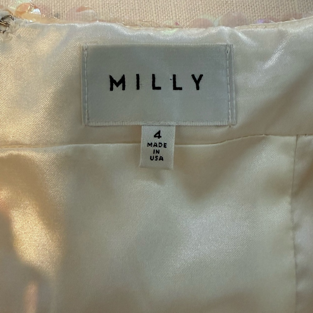 Milly Ivory Iridescent Sequin Sleeveless Slip Mini Dress 4 - Picture 4 of 5